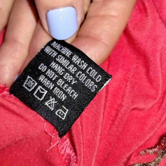 Womens Sundress Sz Large Scoop Neck Summer Jersey Knit Coverup Beachy Red Peasan - Picture 8 of 10